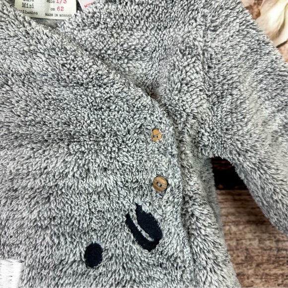 SOLD 🛍️ Zara Mini Toddler Girls Gray Faux Fur Animal Print Wrap Cardigan Sweater - Picture 4 of 8